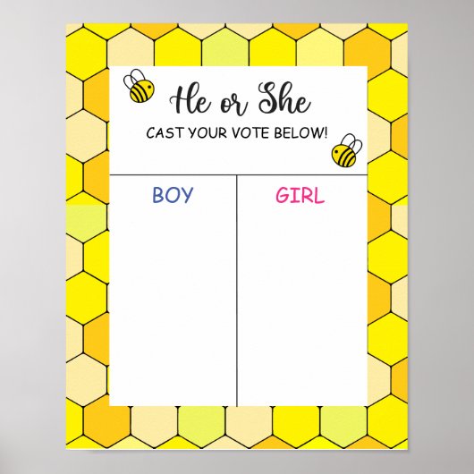 Bee gender onthullen stemcomité poster (Voorkant)