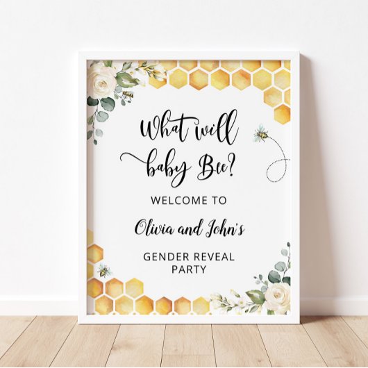 Bee gender onthullen welkomstbord poster