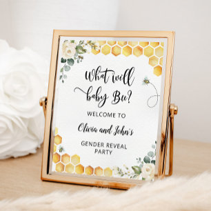 Bee gender onthullen welkomstbord poster