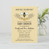 Bee Gender Reveal Baby shower Invitation Kaart (Staand voorkant)