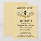 Bee Gender Reveal Baby shower Invitation Kaart (Voorkant / Achterkant)