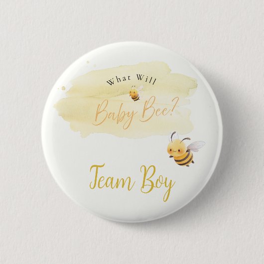 Bee Gender Reveal Button Team Boy (Voorkant)