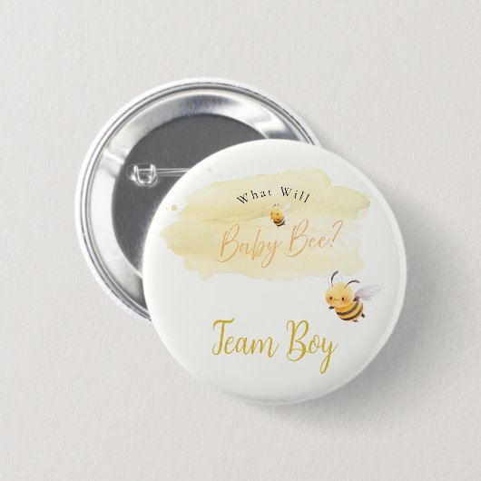 Bee Gender Reveal Button Team Boy (Voorkant /achterkant)