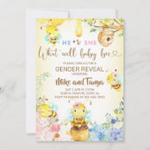 Bee gender reveal invite, bumblebee, honeybee. kaart (Voorkant)