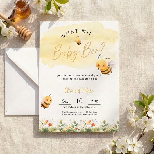 Bee Gender Reveal • What Will Baby Bee Kaart