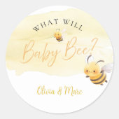 Bee Gender Reveal • What Will Baby Bee Ronde Sticker (Voorkant)
