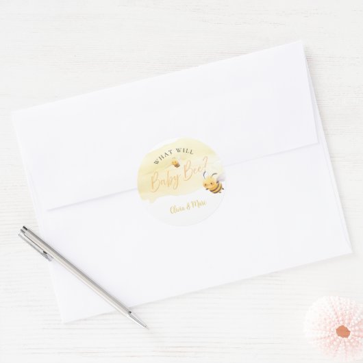 Bee Gender Reveal • What Will Baby Bee Ronde Sticker (Envelop)