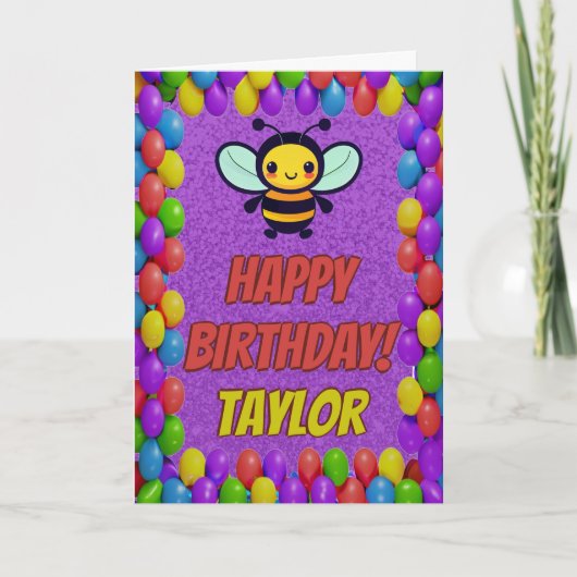 Bee gepersonaliseerde leuke groet Verjaardag Kaart (Voorkant)