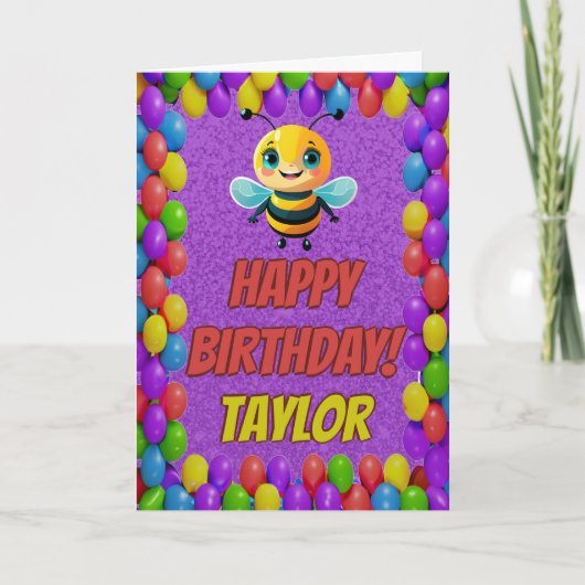 Bee gepersonaliseerde leuke groet Verjaardag Kaart (Voorkant)