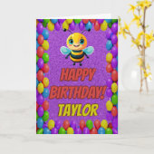 Bee gepersonaliseerde leuke groet Verjaardag Kaart (Gele Bloem)