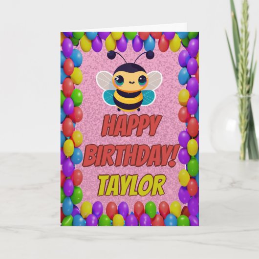 Bee gepersonaliseerde leuke groet Verjaardag Kaart (Voorkant)