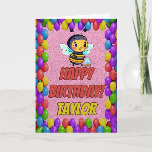 Bee gepersonaliseerde leuke groet Verjaardag Kaart (Voorkant)