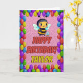 Bee gepersonaliseerde leuke groet Verjaardag Kaart (Gele Bloem)