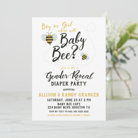 Bee Geslacht onthullen Uitnodiging van derden (Staand voorkant)