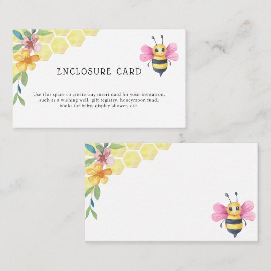 Bee girl baby shower - Custom Text Informatiekaartje (Voorkant / Achterkant)