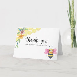 Bee girl baby shower thank you card kaart