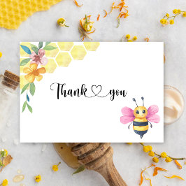 Bee girl baby shower thank you card kaart