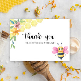 Bee girl baby shower thank you card kaart