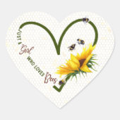 BEE GIRL Honeybee Sunflower Hart Sticker (Voorkant)