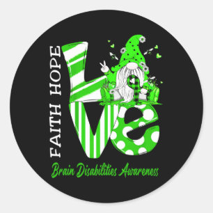 Bee Gnome Liefde Hersenen Disabilities Awareness Ronde Sticker