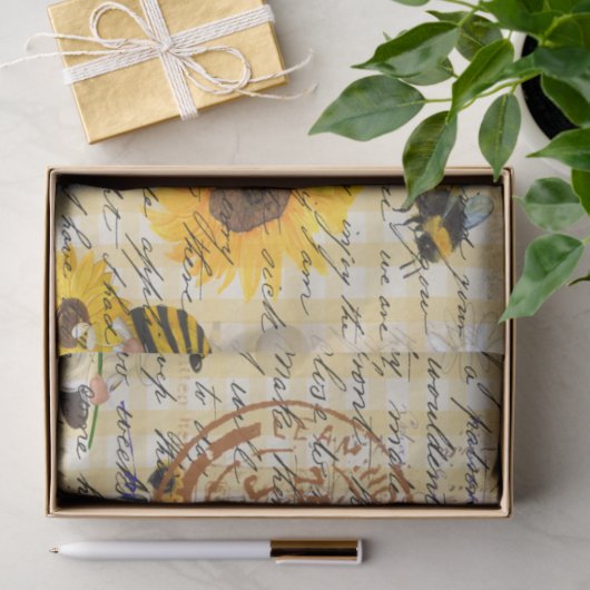 Bee Gnome Sunflower Tissuepapier (Geschenk)