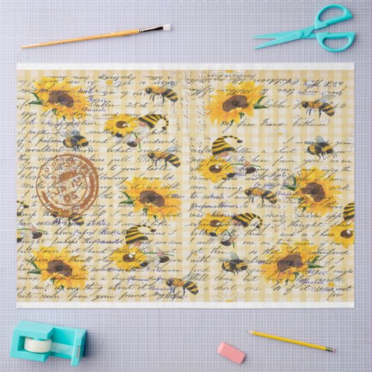 Bee Gnome Sunflower Tissuepapier (Craft)