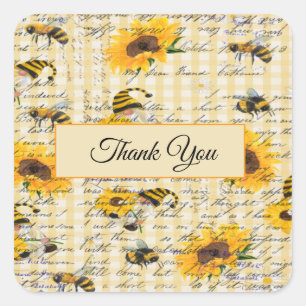 Bee Gnome Sunflower Vierkante Sticker