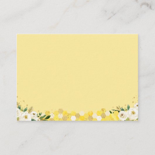 Bee Gold Floral Baby shower Diaper Raffle Informatiekaartje (Achterkant)