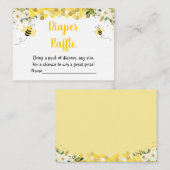 Bee Gold Floral Baby shower Diaper Raffle Informatiekaartje (Voorkant / Achterkant)