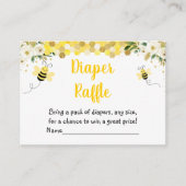 Bee Gold Floral Baby shower Diaper Raffle Informatiekaartje (Voorkant)