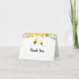 Bee Gold Floral Baby shower Hartelijk dank Bedankkaart