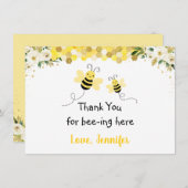 Bee Gold Floral Baby shower Hartelijk dank Bedankkaart (Voorkant / Achterkant)