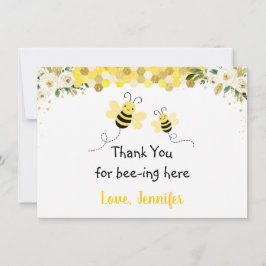 Bee Gold Floral Baby shower Hartelijk dank Bedankkaart