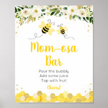 Bee Gold Floral Baby shower Mimosa Bar