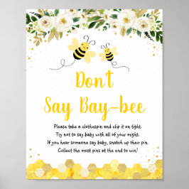 Bee Gold Floral zeg niet dat Baby game Poster