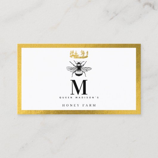 Bee Gold Honey Queen QR Code Visitekaartje (Voorkant)