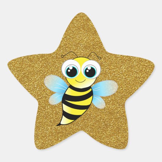 Bee Gold Star Ster Sticker (Voorkant)