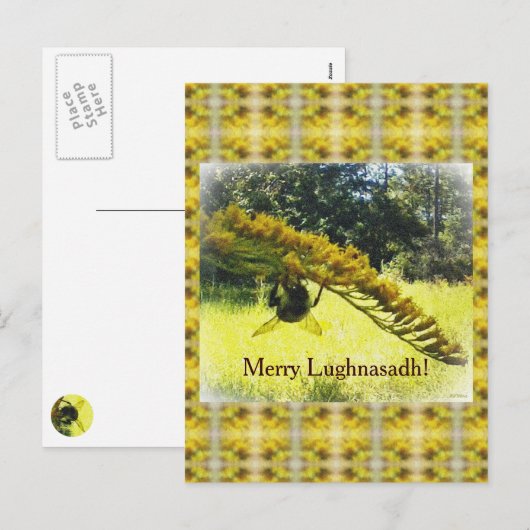 Bee & Goldenrod Lughnasadh Lammas Harvest Feestdagenkaart (Voorkant / Achterkant)