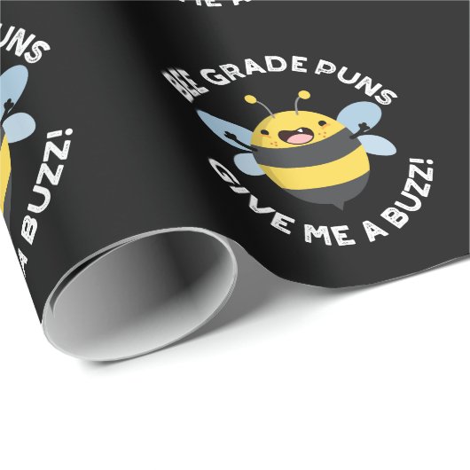 Bee Grade Puns geeft me een Buzz Pun Dark BG Cadeaupapier (Rol Hoek)