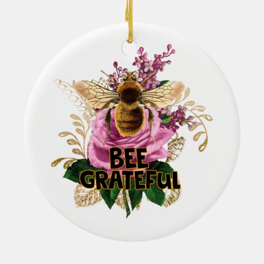 Bee Grateful Keramisch Ornament (Achterkant)