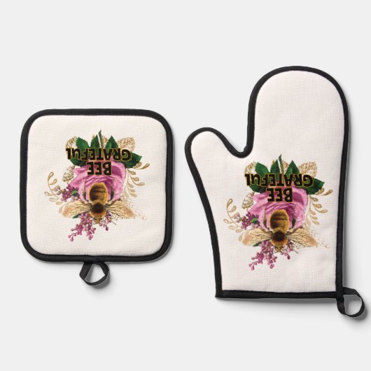 Bee Grateful Ovenwant & Pannenlap Set (Voorkant)