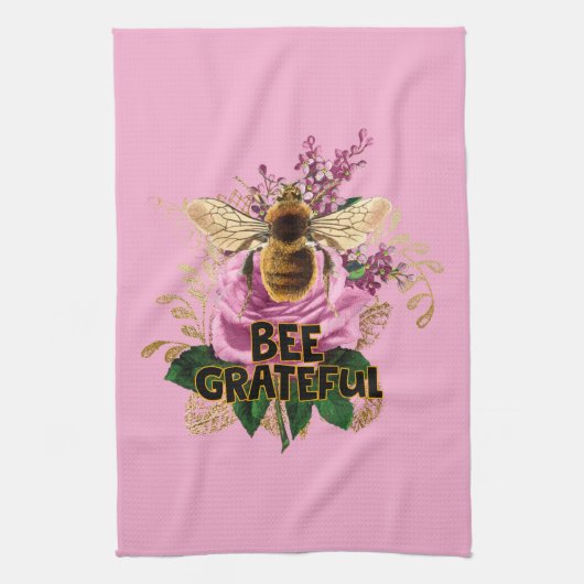 Bee Grateful Theedoek (Verticaal)