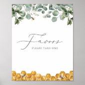 Bee Greenery Baby shower Favors Sign Poster (Voorkant)