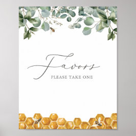 Bee Greenery Baby shower Favors Sign Poster