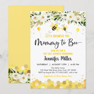 Bee Greenery Gold Gender Neutral Baby shower Kaart