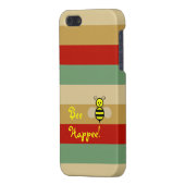 Bee Happe! Red Beige Green Stripe iPhone Case iPhone Hoesje (Achterkant Links)