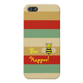 Bee Happe! Red Beige Green Stripe iPhone Case iPhone 5 Hoesje