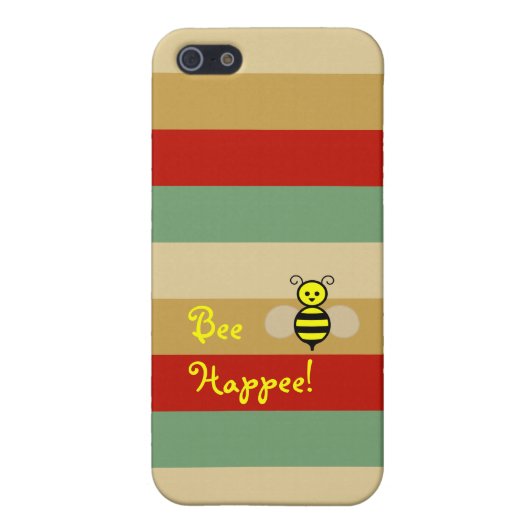 Bee Happe! Red Beige Green Stripe iPhone Case iPhone Hoesje (Achterkant)