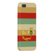 Bee Happe! Red Beige Green Stripe iPhone Case iPhone Hoesje (Achterkant Rechts)
