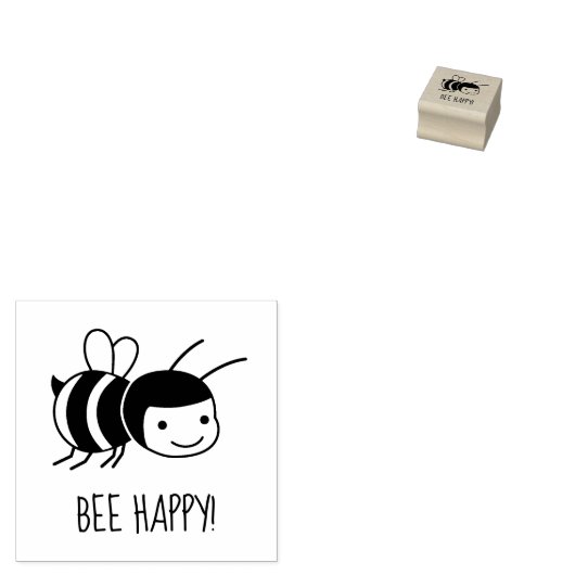 Bee Happy 2 Rubberstempel (Gestempeld)